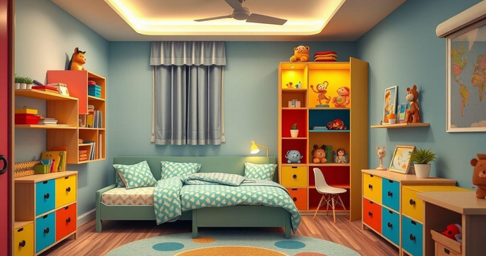  Móveis planejados para quarto infantil que otimizam espaço e estimulam a criatividade